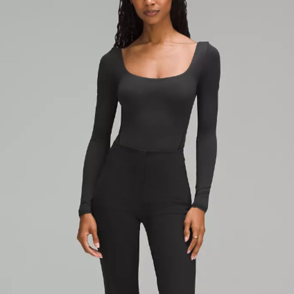 NWT Wundermost Ultra-Soft Nulu Square-Neck Long-Sleeve Bodysuit